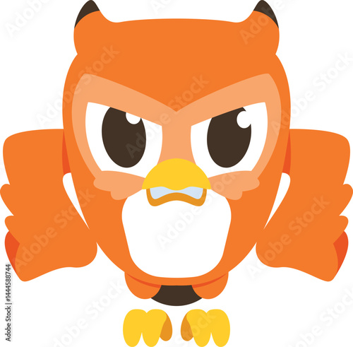 simple cartoon cute owl character is angry with both hands clenched into fists