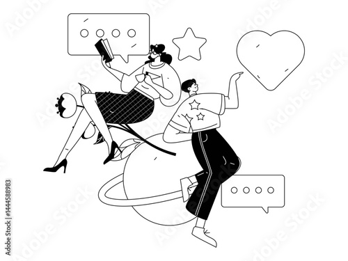 Happy Valentine's Day flat character vector concept business hand drawn illustration
