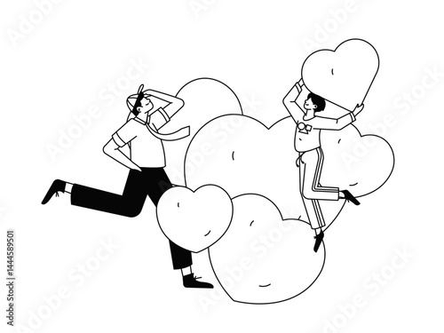 Happy Valentine's Day flat character vector concept business hand drawn illustration
