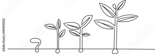 Growth plant processing tree Continuous one line drawing of plant outline vector editable stroke.