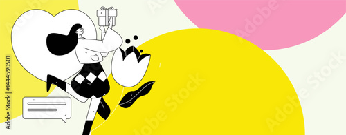 Happy Valentine's Day flat character vector concept business hand drawn illustration
