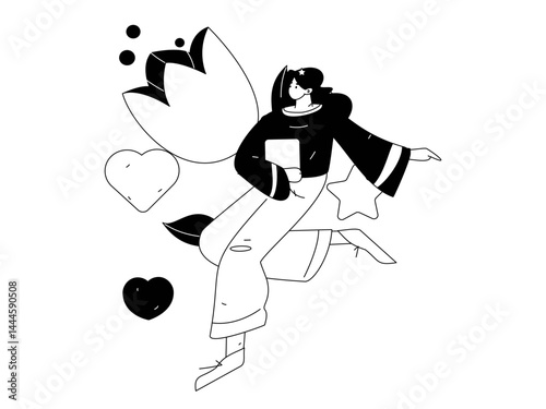 Happy Valentine's Day flat character vector concept business hand drawn illustration
