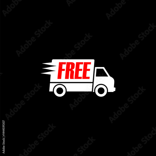 Free shipment icon isolated on black background