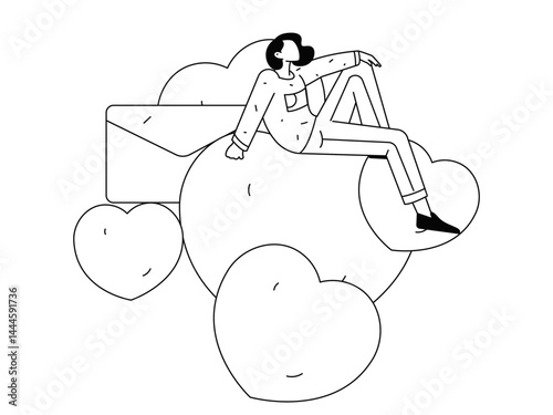 Happy Valentine's Day flat character vector concept business hand drawn illustration
