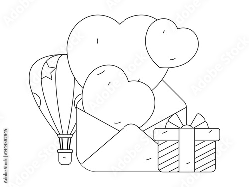 Happy Valentine's Day flat character vector concept business hand drawn illustration
