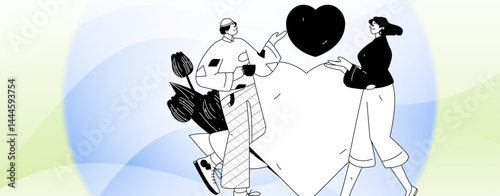 Happy Valentine's Day flat character vector concept business hand drawn illustration
