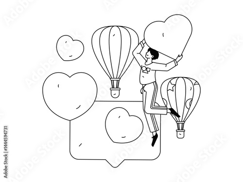Happy Valentine's Day flat character vector concept business hand drawn illustration
