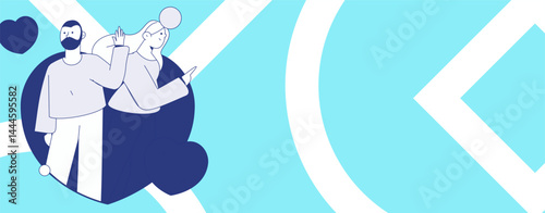 Happy Valentine's Day flat character vector concept business hand drawn illustration
