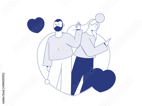 Happy Valentine's Day flat character vector concept business hand drawn illustration
