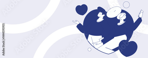 Happy Valentine's Day flat character vector concept business hand drawn illustration
