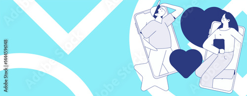 Happy Valentine's Day flat character vector concept business hand drawn illustration
