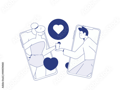 Happy Valentine's Day flat character vector concept business hand drawn illustration
