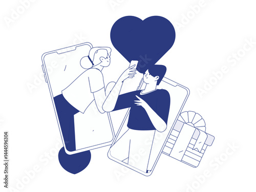 Happy Valentine's Day flat character vector concept business hand drawn illustration
