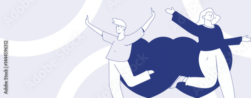 Happy Valentine's Day flat character vector concept business hand drawn illustration
