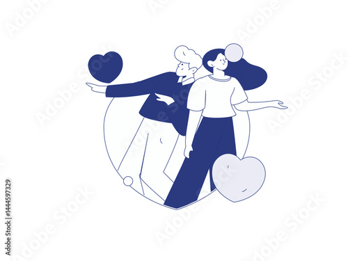 Happy Valentine's Day flat character vector concept business hand drawn illustration

