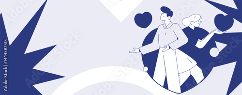 Happy Valentine's Day flat character vector concept business hand drawn illustration
