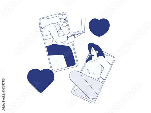 Happy Valentine's Day flat character vector concept business hand drawn illustration
