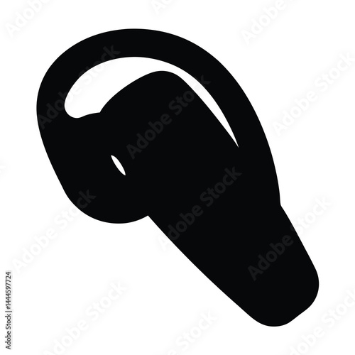 A Black Silhouette of a Single Wireless Earbud for Music Listening and Phone Calls