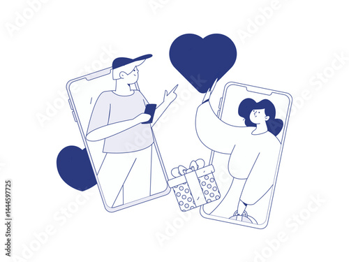 Happy Valentine's Day flat character vector concept business hand drawn illustration
