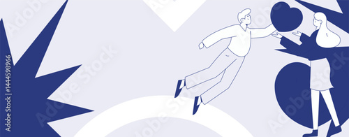 Happy Valentine's Day flat character vector concept business hand drawn illustration
