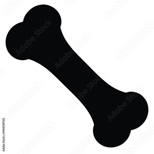 Black Silhouette of a Dog Bone a Simple Icon for Pet Products