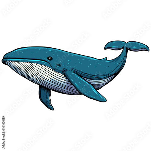 blue whale, marine life, vector, transparent background