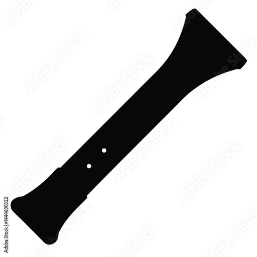 Simple Black Silhouette of a Wooden Flute Musical Instrument