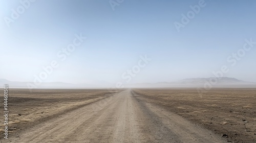 Desert road disappearing into the haze