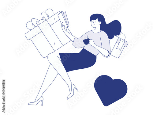 Happy Valentine's Day flat character vector concept business hand drawn illustration
