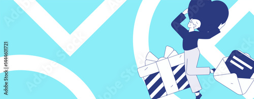 Happy Valentine's Day flat character vector concept business hand drawn illustration
