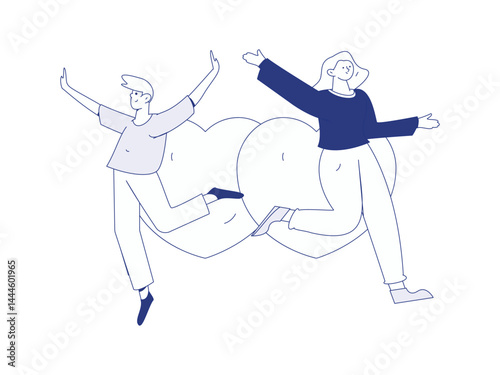 Happy Valentine's Day flat character vector concept business hand drawn illustration
