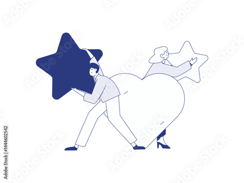 Happy Valentine's Day flat character vector concept business hand drawn illustration
