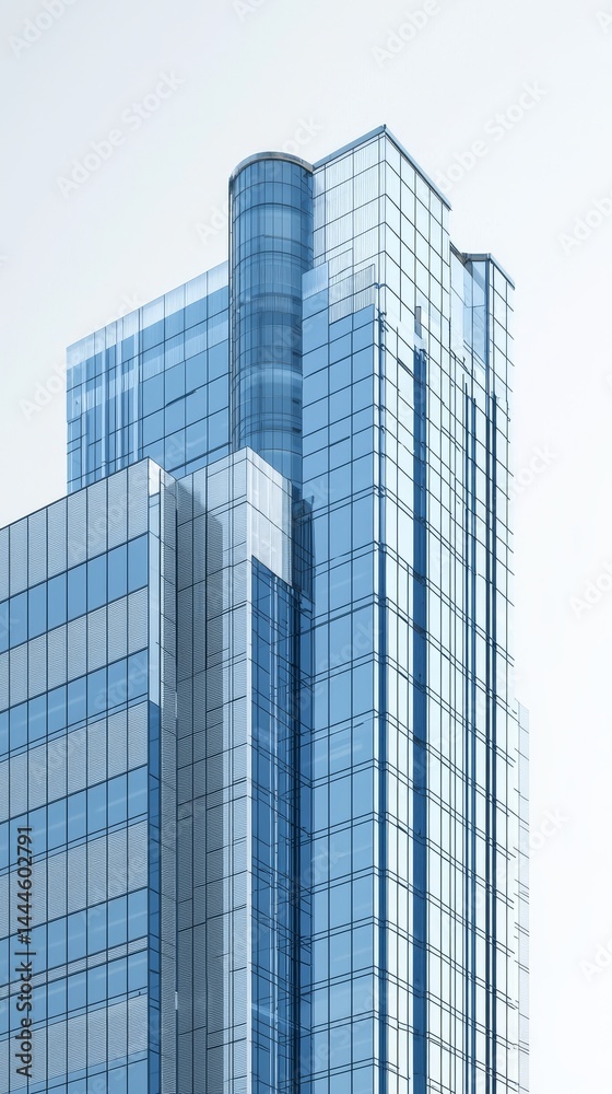 Fototapeta premium A modern skyscraper with reflective glass windows showcasing contemporary design.