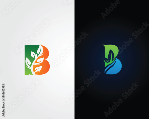 Eco-Friendly Letter B Leaf Logo Design Minimalist Modern Vector Template.