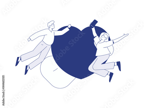 Happy Valentine's Day flat character vector concept business hand drawn illustration
