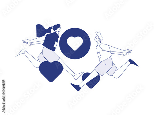 Happy Valentine's Day flat character vector concept business hand drawn illustration
