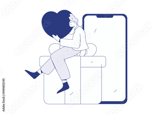 Happy Valentine's Day flat character vector concept business hand drawn illustration
