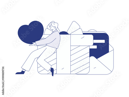 Happy Valentine's Day flat character vector concept business hand drawn illustration
