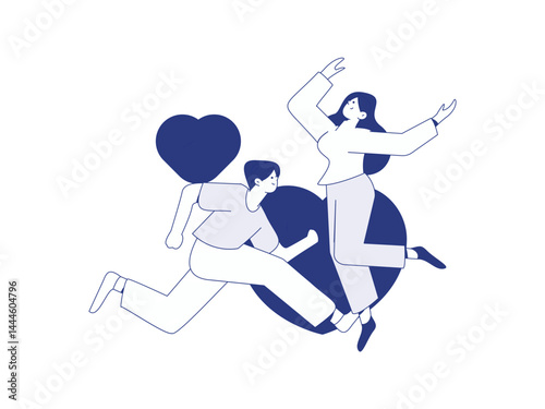 Happy Valentine's Day flat character vector concept business hand drawn illustration
