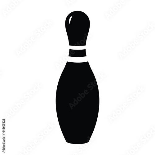 Classic Black and White Bowling Pin Icon Graphic Image Illustration
