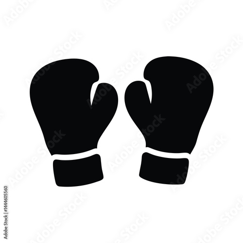 A Pair of Black Boxing Gloves Ready for a Fight Competition Sport