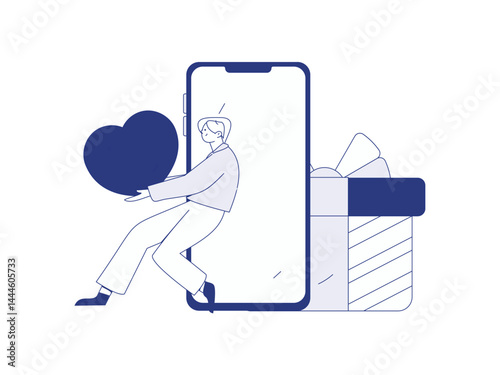 Happy Valentine's Day flat character vector concept business hand drawn illustration
