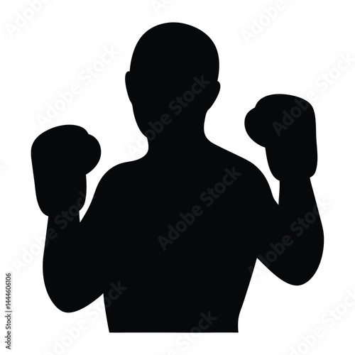 Silhouette of a Boxer Ready to Fight a Boxing Match