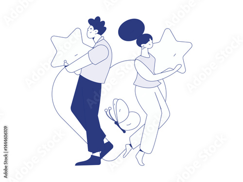 Happy Valentine's Day flat character vector concept business hand drawn illustration
