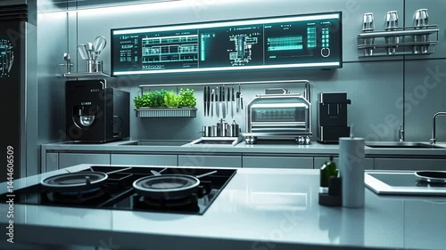 Wallpaper Mural Futuristic kitchen showcasing advanced technology and sleek, modern design elements Torontodigital.ca