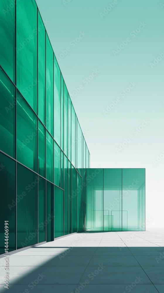 Modern glass architecture showcasing sleek design and vibrant green reflections. Modern glass architecture showcasing sleek design and vibrant green reflections.