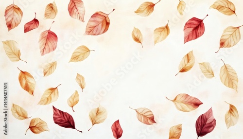 Autumnal foliage design with falling leaves.