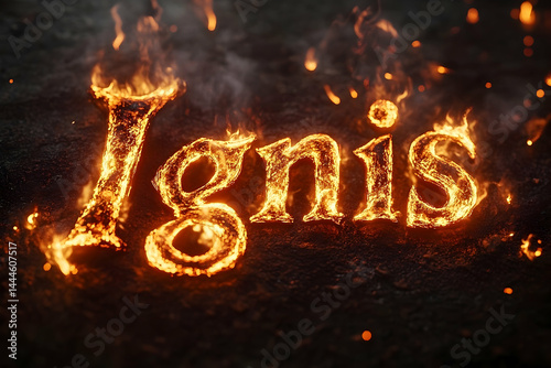 Fiery ignis word illustration
