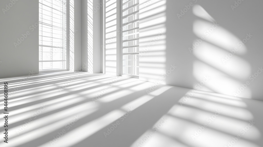Obraz premium Close-up of modern white window blinds creating soft shadows