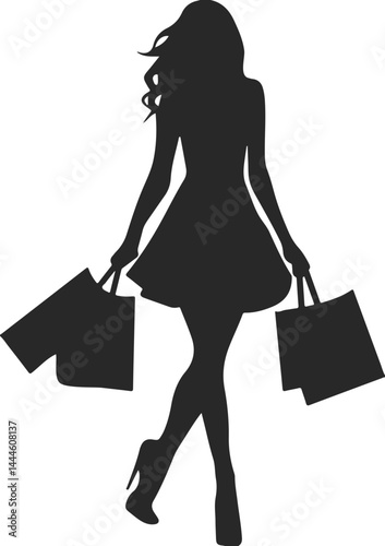 shopping girl woman holding shopping bag silhouette